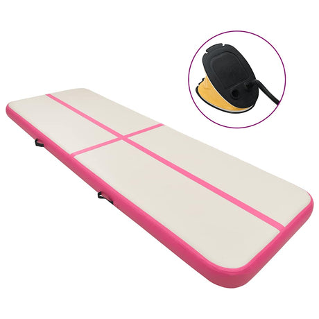 Vidaxl gymnastikmåtte med pumpe oppustelig 800x100x15 cm pvc pink