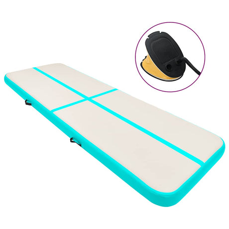 Vidaxl gymnastikmåtte med pumpe oppustelig 400x100x20 cm PVC Green
