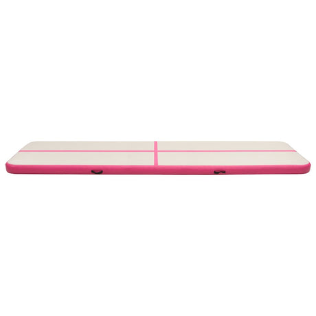 Vidaxl gymnastikmåtte med pumpe oppustelig 600x100x20 cm PVC lyserød