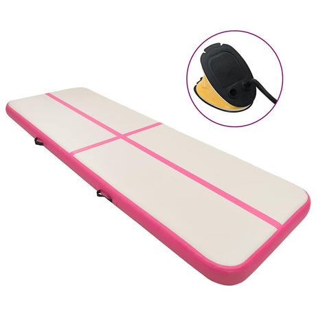 Vidaxl gymnastikmåtte med pumpe oppustelig 800x100x20 cm PVC lyserød