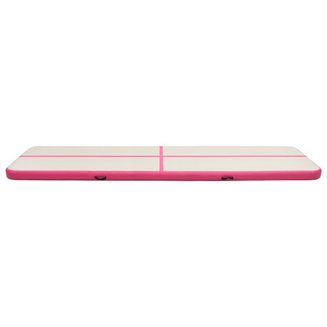 Vidaxl gymnastikmåtte med pumpe oppustelig 800x100x20 cm PVC lyserød