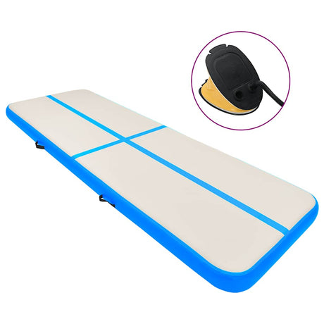 Vidaxl gymnastikmåtte med pumpe oppustelig 800x100x20 cm pvc blå