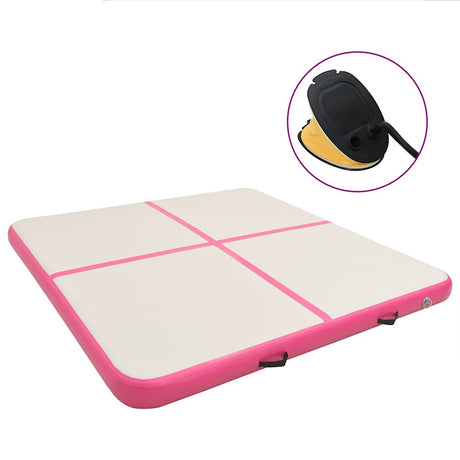 VidaXL gymnastikmåtte med pumpe oppustelig 200x200x10 cm PVC pink
