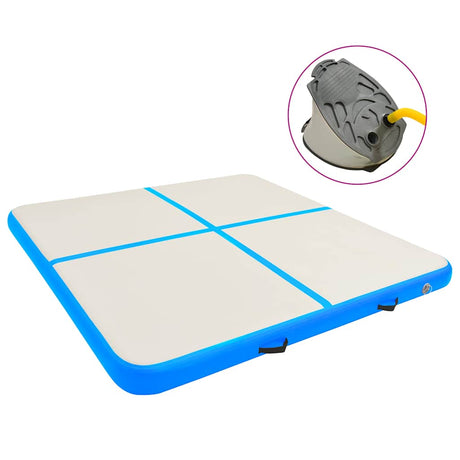 VidaXL gymnastikmåtte med pumpe oppustelig 200x200x20 cm PVC blå