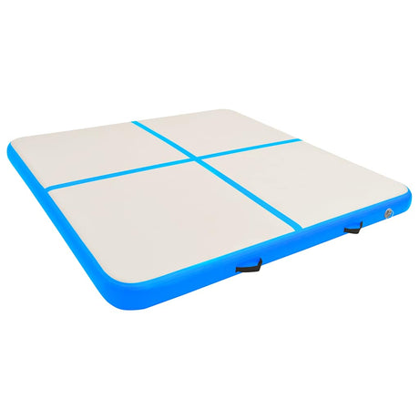 VidaXL gymnastikmåtte med pumpe oppustelig 200x200x20 cm PVC blå