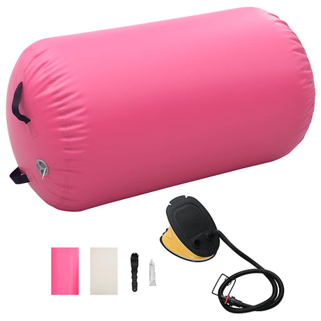 Vidaxl gymnastikrolle med pumpe oppustelig 100x60 cm pvc pink