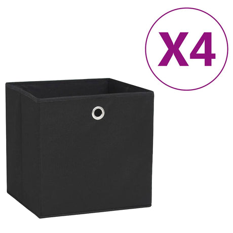 Vidaxl opbevaringsbokse 4 stk. 28x28x28 cm ikke -vævet stof sort sort