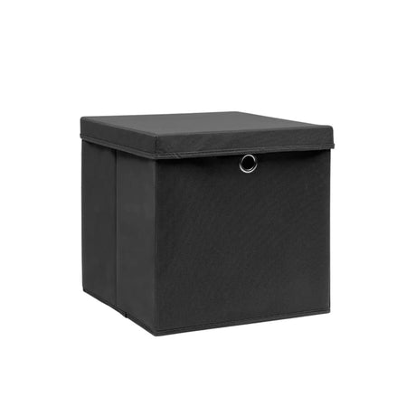 Vidaxl opbevaringsbokse med låg 4 stk 28x28x28 cm sort