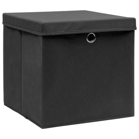 Vidaxl opbevaringsbokse med låg 4 stk 28x28x28 cm sort
