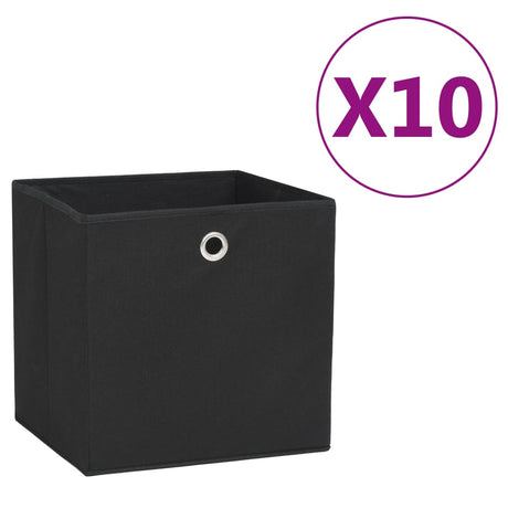 Vidaxl opbevaringsbokse 10 stk. 28x28x28 cm ikke -vævet stof sort sort