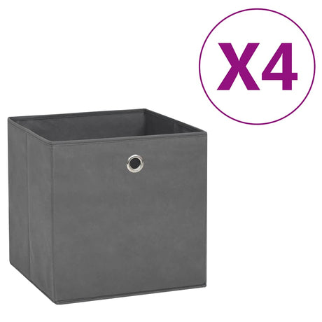 Vidaxl opbevaringsbokse 4 stk. 28x28x28 cm ikke -vævet stof grå