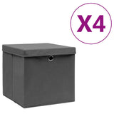 Vidaxl opbevaringsbokse med låg 4 stk 28x28x28 cm sort