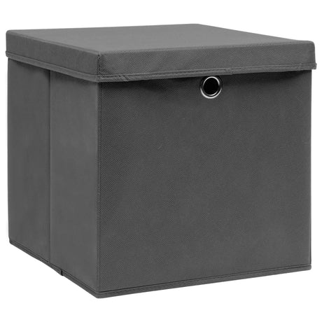 Vidaxl opbevaringsbokse med låg 4 stk 28x28x28 cm sort