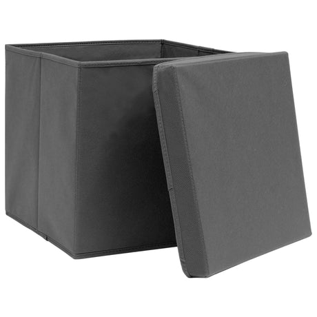 Vidaxl opbevaringsbokse med låg 4 stk 28x28x28 cm sort