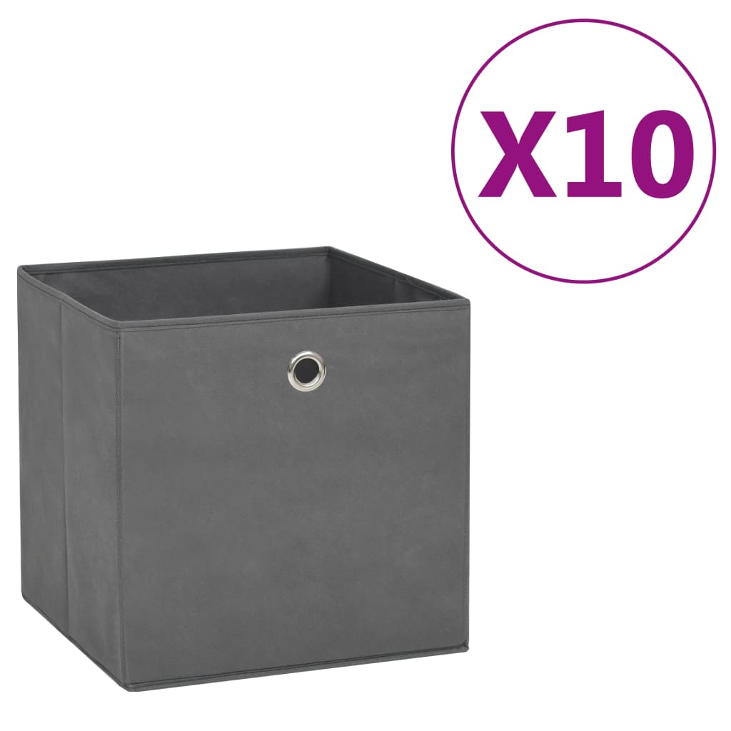 Vidaxl opbevaringsbokse 10 stk. 28x28x28 cm ikke -vævet stof grå