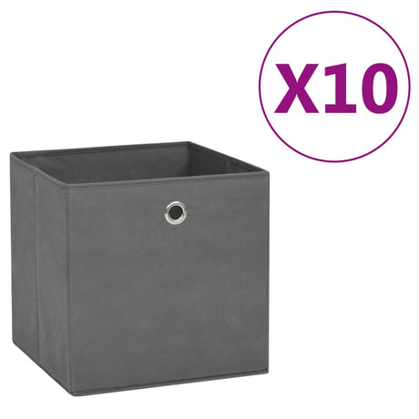 Vidaxl opbevaringsbokse 10 stk. 28x28x28 cm ikke -vævet stof grå