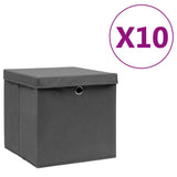 Vidaxl opbevaringsbokse med låg 10 St 28x28x28 cm grå