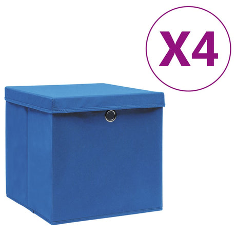 Vidaxl opbevaringsbokse med låg 4 stk 28x28x28 cm blå