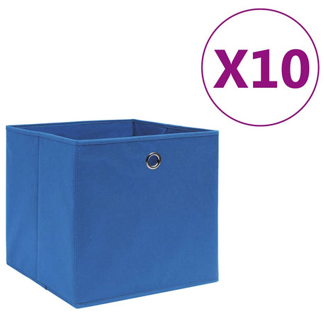 Vidaxl opbevaringsbokse 10 stk. 28x28x28 cm ikke -vævet stof blåt