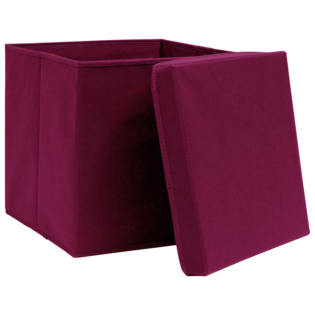 Vidaxx opbevaringsbokse med låg 4 stk 28x28x28 cm mørkerød