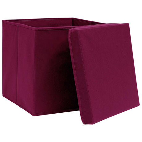 Vidaxx opbevaringsbokse med låg 4 stk 28x28x28 cm mørkerød