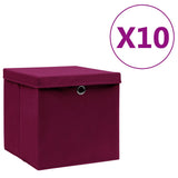 Vidaxx opbevaringsbokse med låg 10 stk. 28x28x28 cm mørkerød