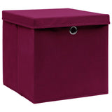 Vidaxx opbevaringsbokse med låg 10 stk. 28x28x28 cm mørkerød