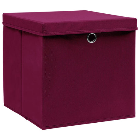Vidaxx opbevaringsbokse med låg 10 stk. 28x28x28 cm mørkerød