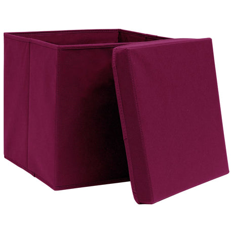 Vidaxx opbevaringsbokse med låg 10 stk. 28x28x28 cm mørkerød