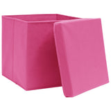Vidaxl opbevaringsbokse med låg 4 stk 28x28x28 cm lyserød