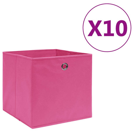 Vidaxl opbevaringsbokse 10 St 28x28x28 cm Ikke -vævet stof Pink