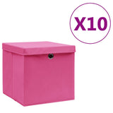 Vidaxx opbevaringsbokse med låg 10 stk. 28x28x28 cm lyserød