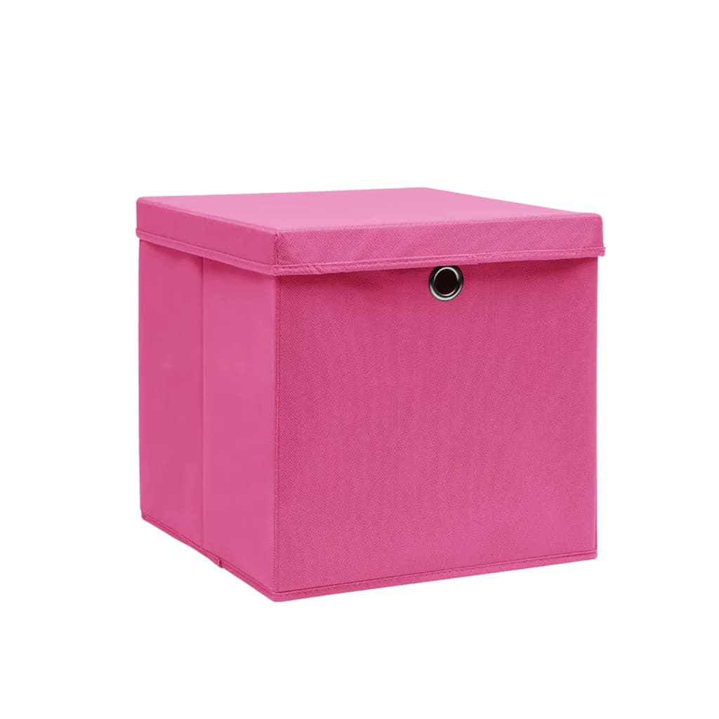 Vidaxx opbevaringsbokse med låg 10 stk. 28x28x28 cm lyserød