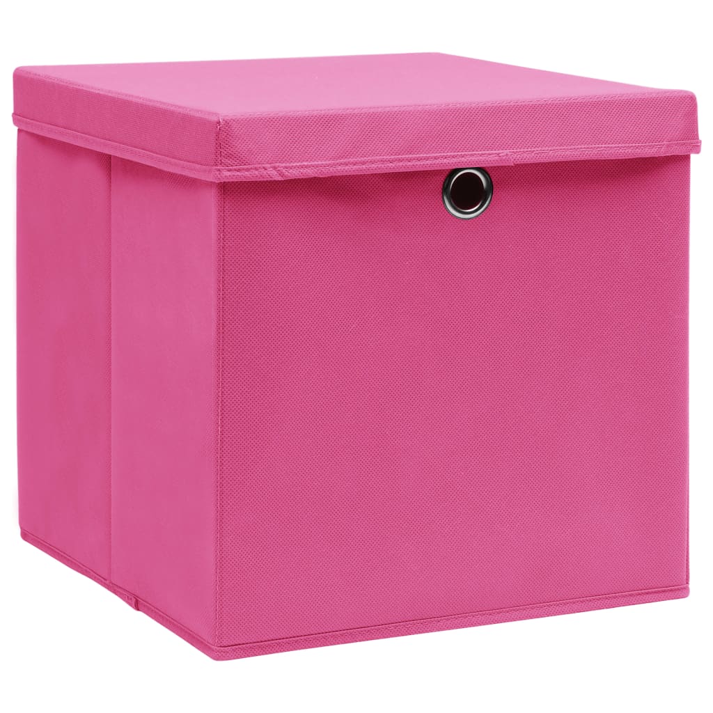 Vidaxx opbevaringsbokse med låg 10 stk. 28x28x28 cm lyserød