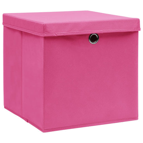 Vidaxx opbevaringsbokse med låg 10 stk. 28x28x28 cm lyserød