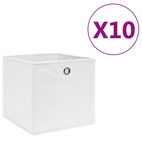 Vidaxl opbevaringsbokse 10 stk. 28x28x28 cm ikke -vævet stof hvid