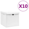 Vidaxl opbevaringsbokse med låg 10 St 28x28x28 cm hvid