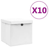 Vidaxl opbevaringsbokse med låg 10 St 28x28x28 cm hvid