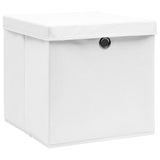 Vidaxl opbevaringsbokse med låg 10 St 28x28x28 cm hvid