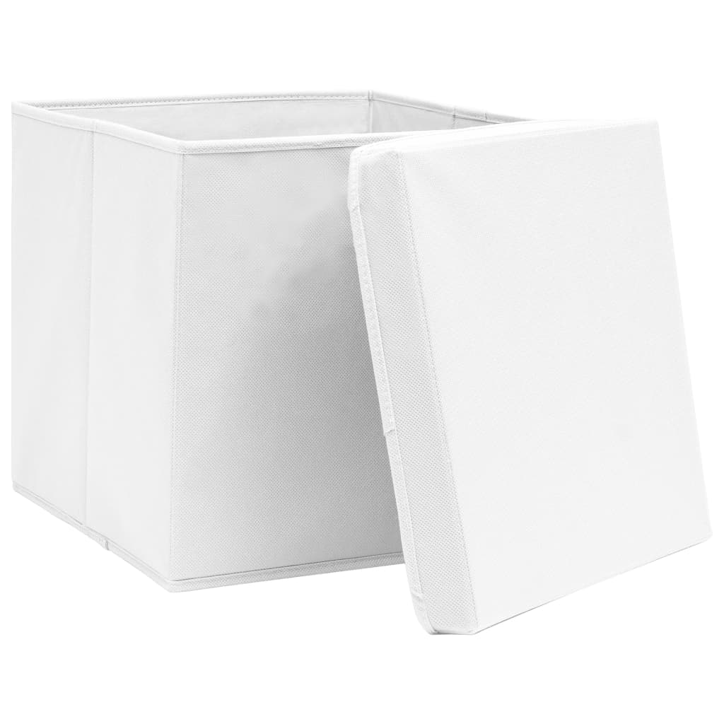 Vidaxl opbevaringsbokse med låg 10 St 28x28x28 cm hvid