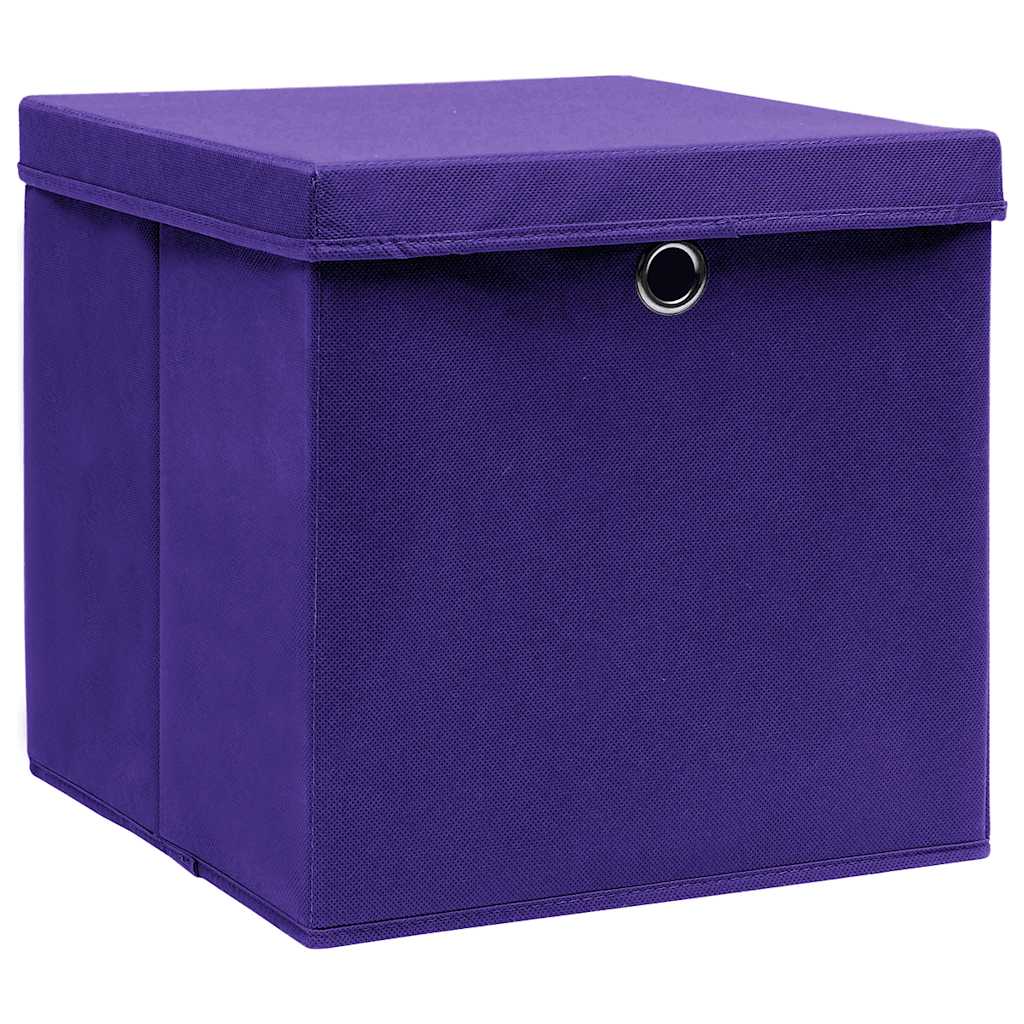 Vidaxl opbevaringsbokse med låg 10 St 28x28x28 cm lilla