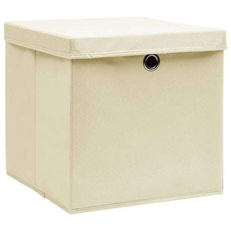 Vidaxx opbevaringsbokse med låg 4 stk. 28x28x28 cm cremefarvet