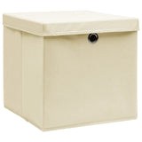 Vidaxl opbevaringsbokse med låg 10 stk. 28x28x28 cm creme -farvet