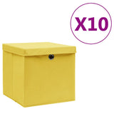 Vidaxl opbevaringsbokse med låg 10 St 28x28x28 cm gul