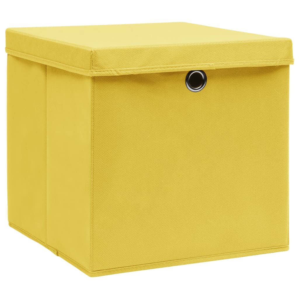 Vidaxl opbevaringsbokse med låg 10 St 28x28x28 cm gul