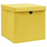 Vidaxl opbevaringsbokse med låg 10 St 28x28x28 cm gul