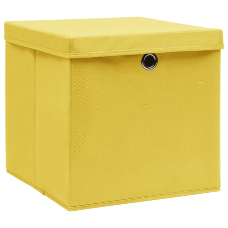 Vidaxl opbevaringsbokse med låg 10 St 28x28x28 cm gul