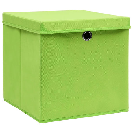 Vidaxl opbevaringsbokse med låg 4 stk. 28x28x28 cm grøn
