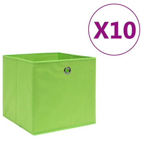 Vidaxx opbevaringsæsker 10 stk 28x28x28 cm fiberdug grøn