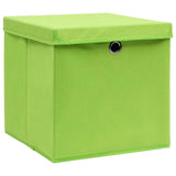 Vidaxl opbevaringsbokse med låg 10 St 28x28x28 cm grøn